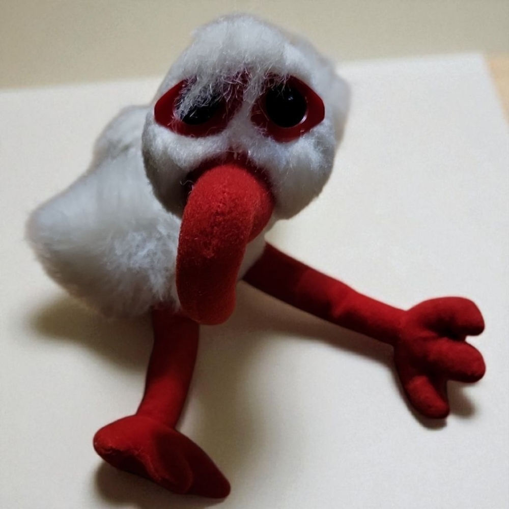 ACI Abyss White Bird Plush Advertising Promo Stuffed Animal Toy Stork Red Legs